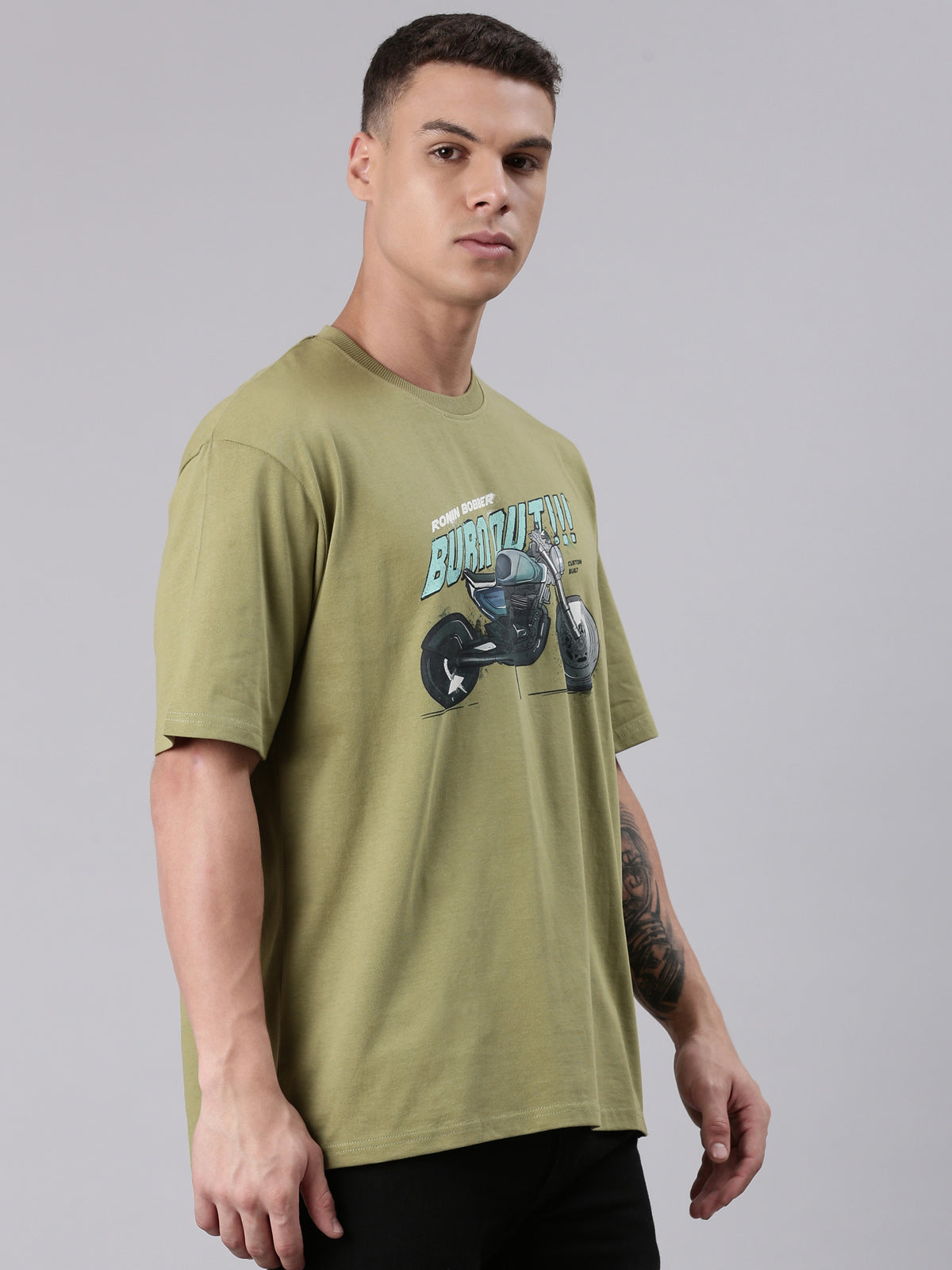 TVS Lifestyle 100% Cotton Oversized Graphic T-shirt for Men | Premium 220 GSM Heavyweight Tee with Relaxed Fit | Soft Cotton Oversized T Shirt for Boys | Durable Ribbed Neckline Streetwear Style